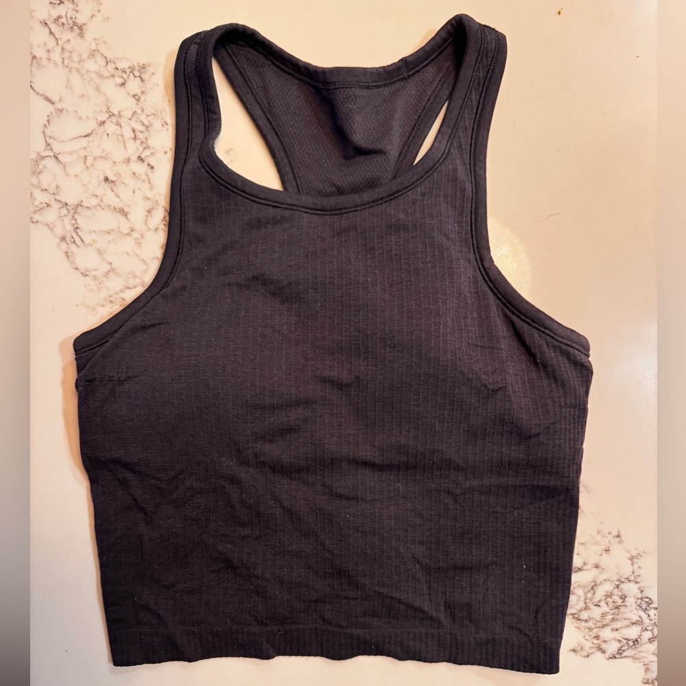 lululemon athletica Black Ribbed Tank Top - bra included